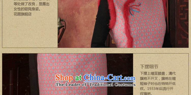 Floral autumn and winter cheongsam dress Tang Dynasty Chinese collar stylish thick lace qipao rabbit hair clip cheongsam dress dresses flower pink XL Photo, prices, brand platters! The elections are supplied in the national character of distribution, so action, buy now enjoy more preferential! As soon as possible.