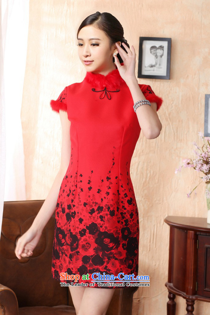 Floral autumn and winter cheongsam dress Tang dynasty gross rabbit hair for improved? bride qipao qipao qipao annual meeting of festivity red red S picture, prices, brand platters! The elections are supplied in the national character of distribution, so action, buy now enjoy more preferential! As soon as possible.