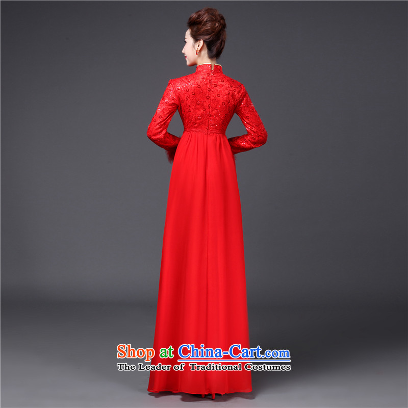 Jie mija bows Service Bridal Fashion 2014 new long-sleeved red winter) Marriage qipao winter clothing Top Loin of pregnant women dress red XXXL, Jie mia , , , shopping on the Internet