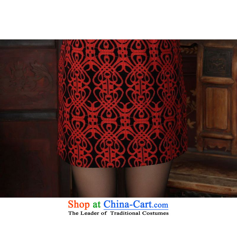 Shanghai, optimize IPO Chinese improved cheongsam dress short skirt for winter new superior ELASTIC LACE cheongsam dress Kim scouring pads Sau San Y0024 40/XXL, RED, optimize options , , , Shanghai Online Shopping