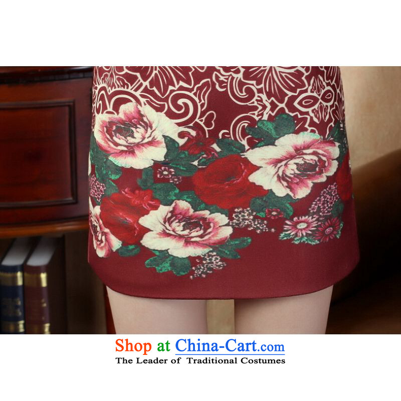 Shanghai, optimize IPO Chinese improved cheongsam dress short skirt for winter new superior pure cotton red 38/XL, Y0019 Sau San qipao Shanghai, optimize options , , , shopping on the Internet