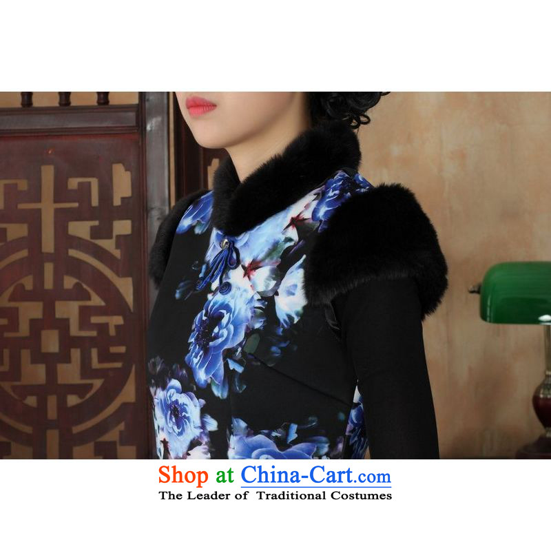 Ms Au King Mansion to Chinese improved cheongsam dress short skirt for winter new superior wool Y0028 qipao picture color Sau San 34/M, intended Jing Ge , , , shopping on the Internet