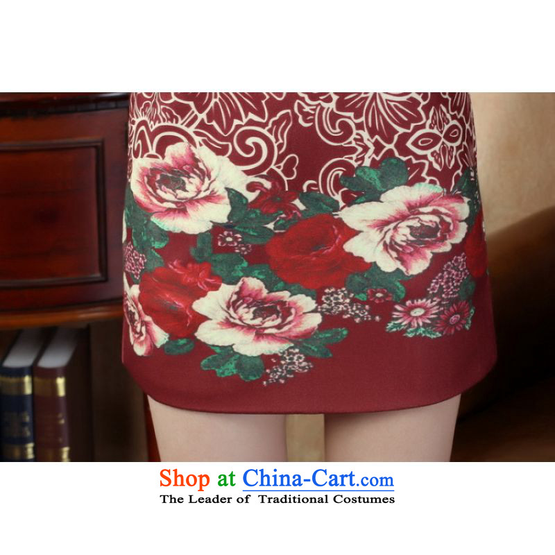 Ms Au King Mansion to Chinese improved cheongsam dress short skirt for winter new superior pure cotton Y0019 qipao red 32/S, Sau San Jing Ge....' shopping on the Internet