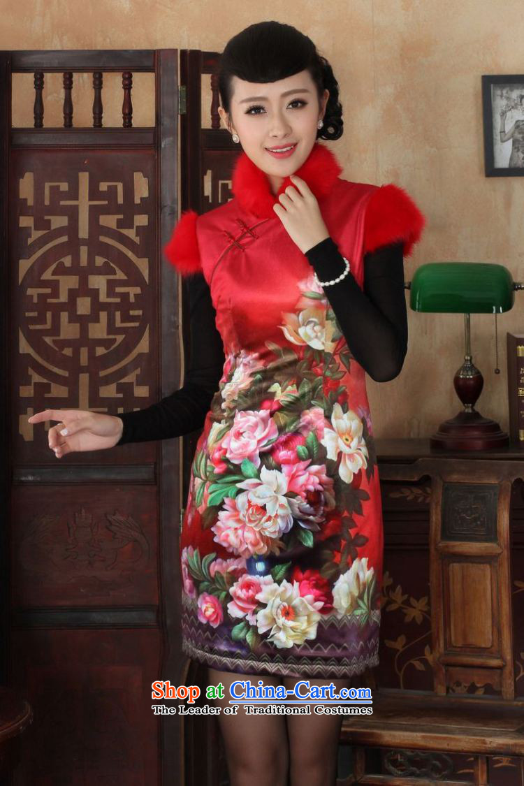 Ms Au King Mansion to Chinese improved cheongsam dress short skirt for winter new Superior Plus cotton wool 34/M qipao red pictures Sau San, prices, brand platters! The elections are supplied in the national character of distribution, so action, buy now enjoy more preferential! As soon as possible.