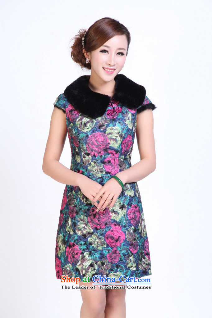 Floral qipao Tang dynasty women autumn and winter stylish Gross Gross for improved qipao? skirt manually take deductions cheongsam dress bows White XL Photo, prices, brand platters! The elections are supplied in the national character of distribution, so action, buy now enjoy more preferential! As soon as possible.