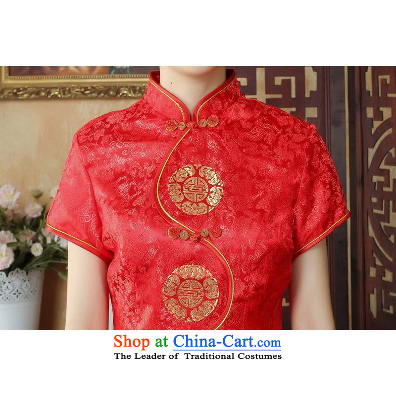 158 Jing Ms. Tang dynasty qipao Mock-neck damask cheongsam dress long skirt 3XL, red 158 jing shopping on the Internet has been pressed.