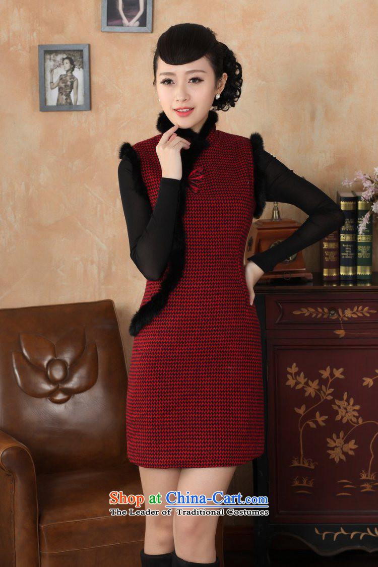 158 Jing Ms. Tang dynasty qipao Fall/Winter Collections of nostalgia for the improvement of the new grid wool rabbit hair collar qipao? Red 2XL Photo, prices, brand platters! The elections are supplied in the national character of distribution, so action, buy now enjoy more preferential! As soon as possible.