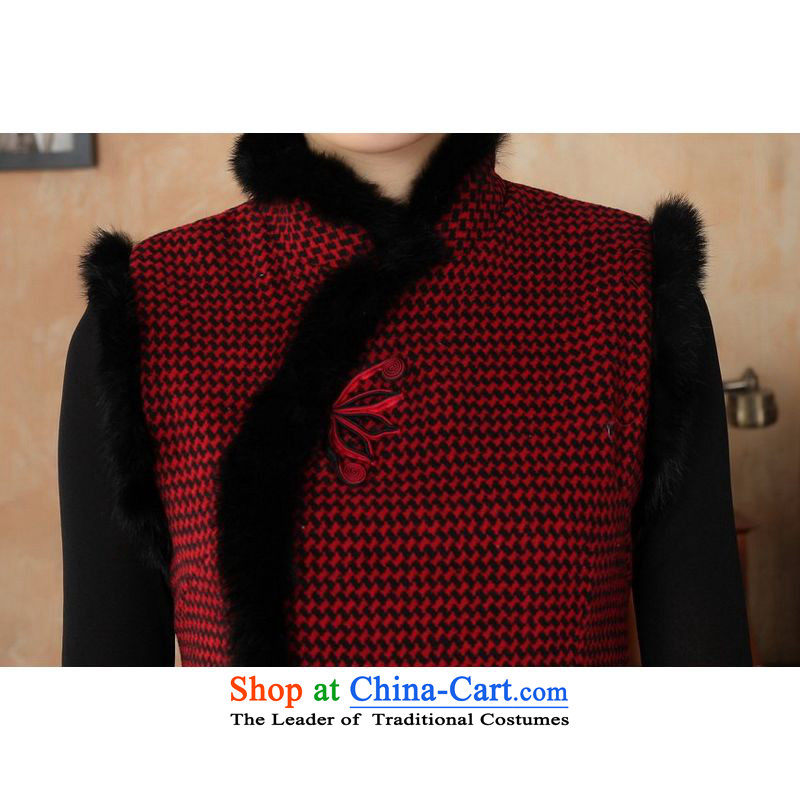 158 Jing Ms. Tang dynasty qipao Fall/Winter Collections of nostalgia for the improvement of the new grid wool rabbit hair? for red 158 李璟 2XL, qipao shopping on the Internet has been pressed.