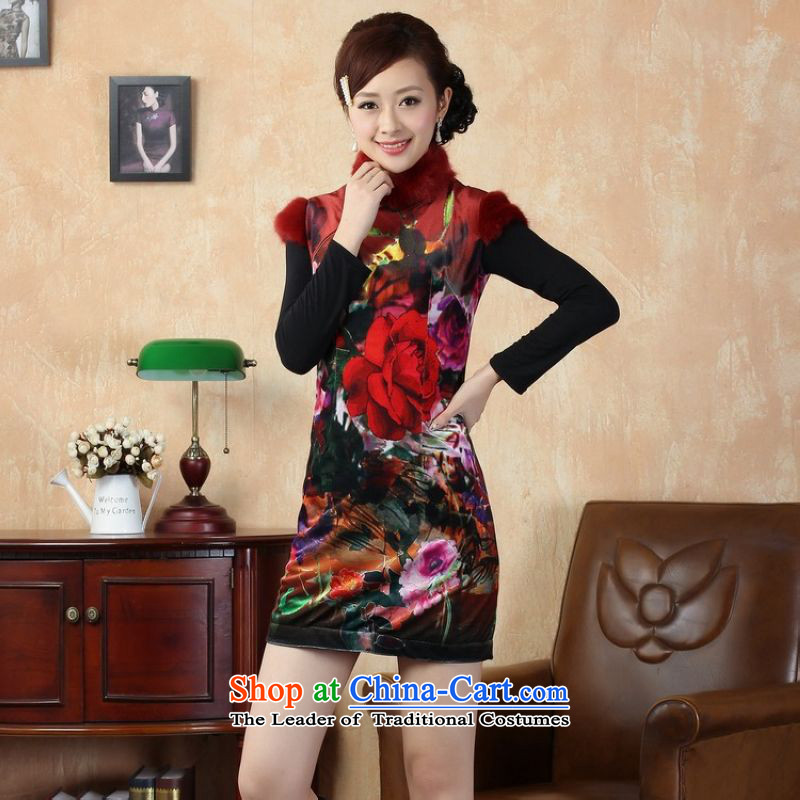 158 Jing Ms. Tang dynasty qipao improved winter cheongsam collar Foutune of dress dresses picture color?2XL