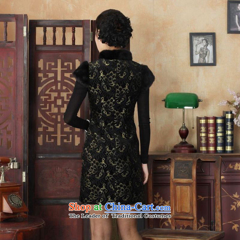 158 Jing Ms. Tang dynasty qipao improved winter cheongsam collar scouring pads plus lace Foutune of dress dresses Y0025 map color S, Li Jing shopping on the Internet has been pressed.