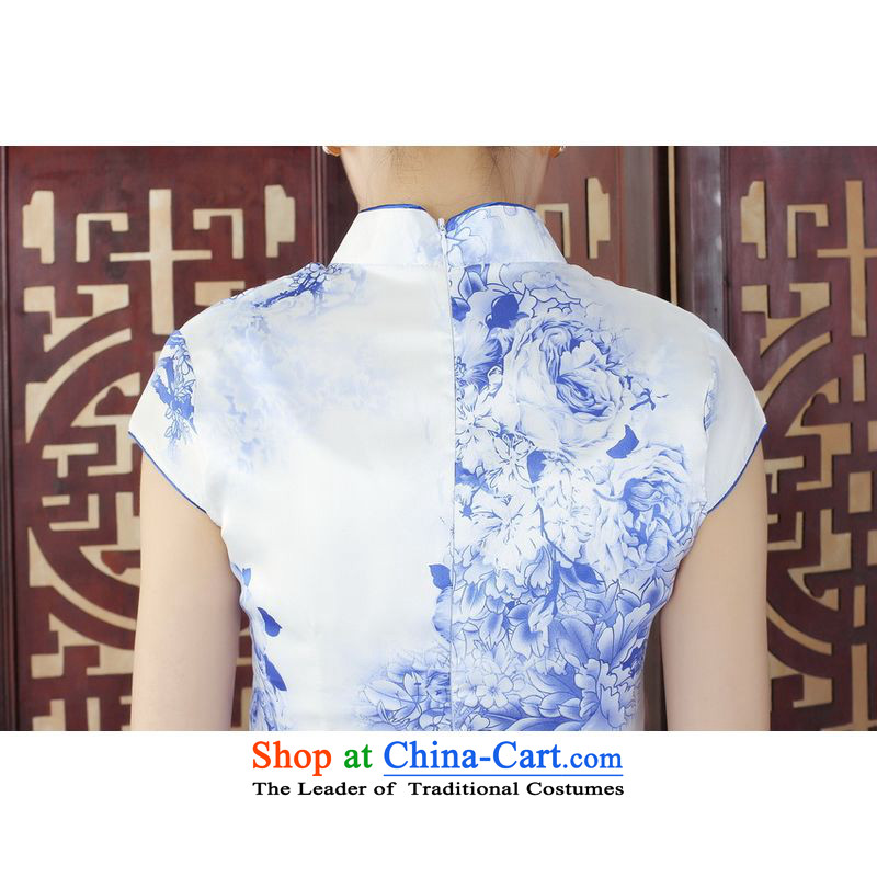 158 Jing Ms. Tang dynasty qipao improved summer collar is pressed qipao stamp Foutune of dress dresses J5131 map color M 158 jing shopping on the Internet has been pressed.