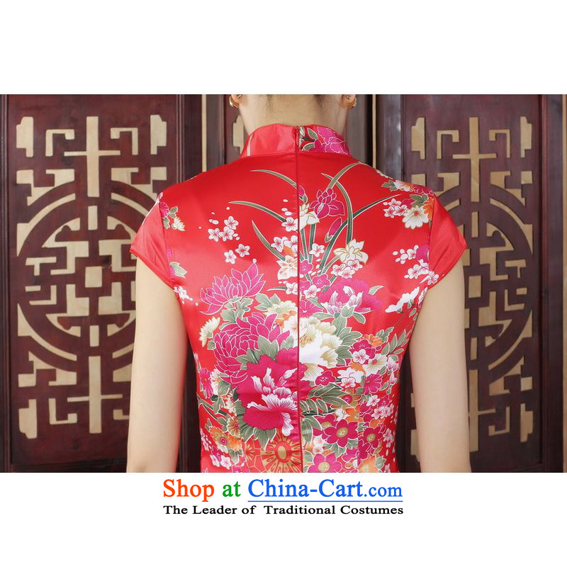 158 Jing Ms. Tang dynasty qipao improved summer qipao Mock-neck peony flowers dress dresses -B , L, 158 Jing , , , Red shopping on the Internet