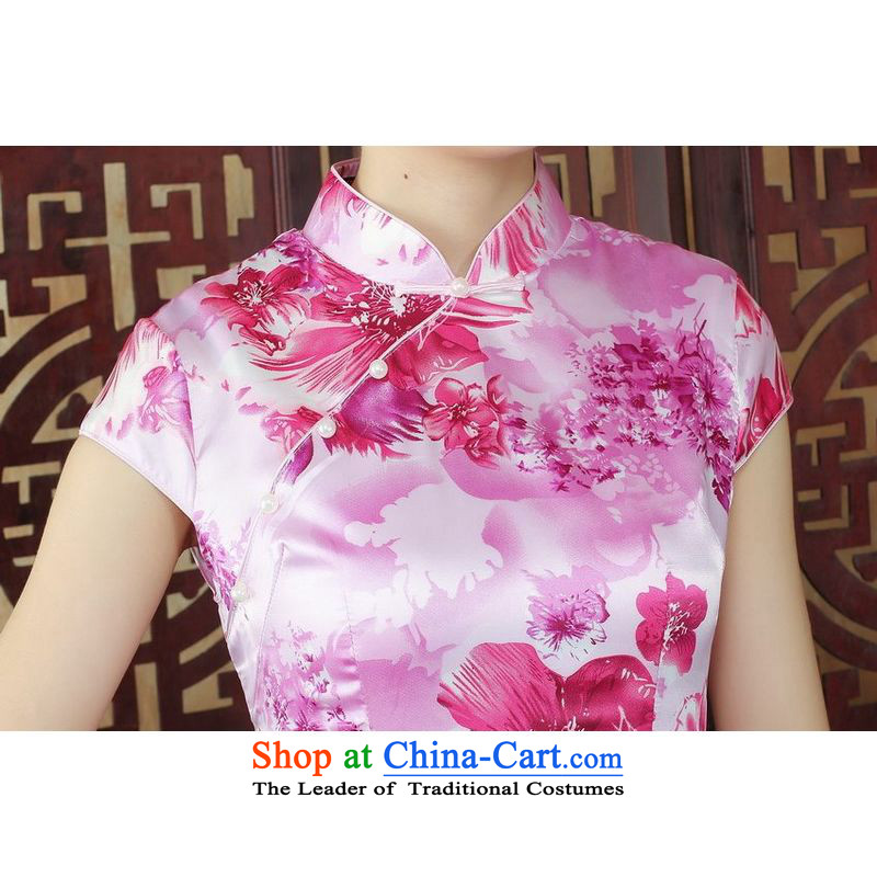 158 Jing Ms. Tang dynasty qipao improved summer collar Sau San dresses cheongsam dress pink 2XL, 158 jing shopping on the Internet has been pressed.