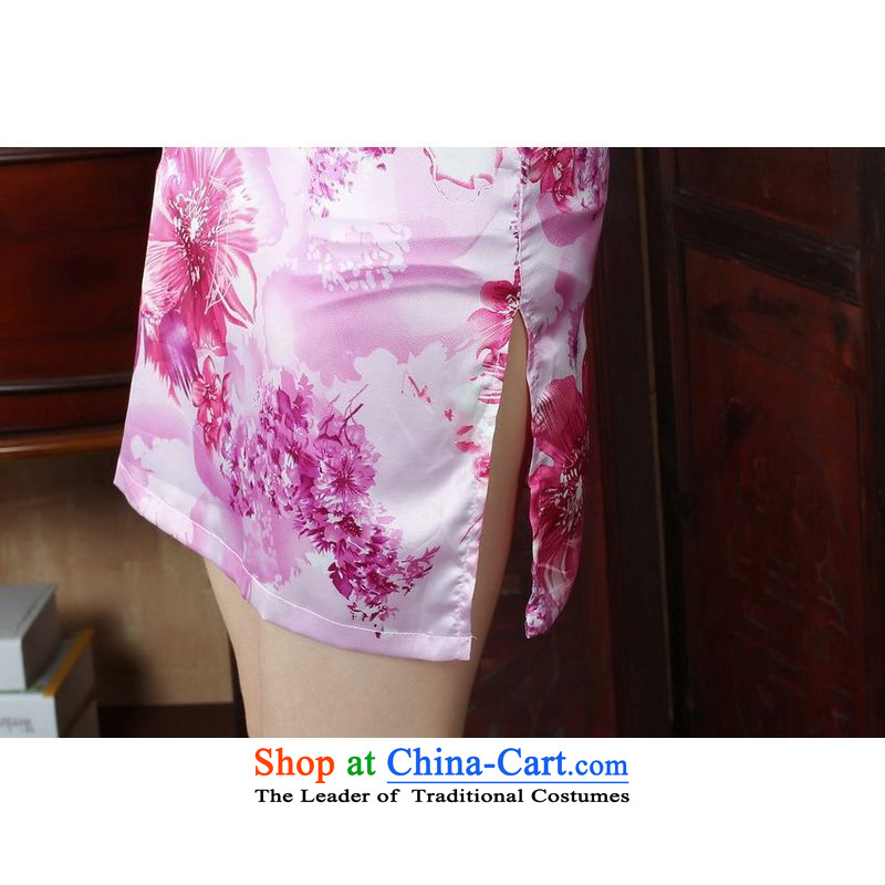 158 Jing Ms. Tang dynasty qipao improved summer collar Sau San dresses cheongsam dress pink 2XL, 158 jing shopping on the Internet has been pressed.