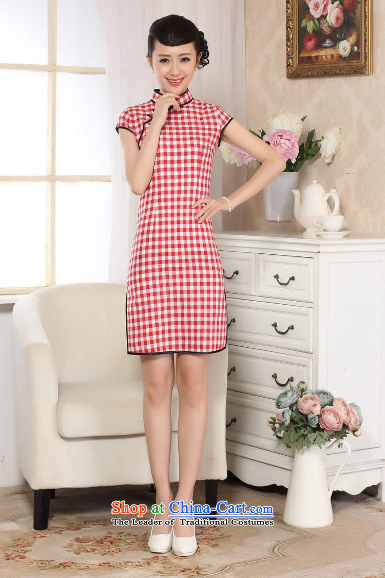 158 Jing cotton linen retro checked short-sleeved qipao improved day-to-Republic of Korea Women's Summer linen cheongsam dress D0247 emblazoned with the Red Grid 2XL Photo, prices, brand platters! The elections are supplied in the national character of distribution, so action, buy now enjoy more preferential! As soon as possible.