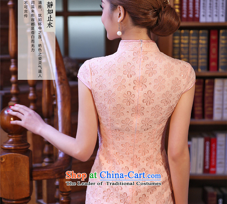 At 2015 new parent in summer and autumn replacing bridesmaid Stylish retro daily improved lace short, temperament cheongsam dress pink L-waist 75cm silk embroidery created from the picture, prices, brand platters! The elections are supplied in the national character of distribution, so action, buy now enjoy more preferential! As soon as possible.