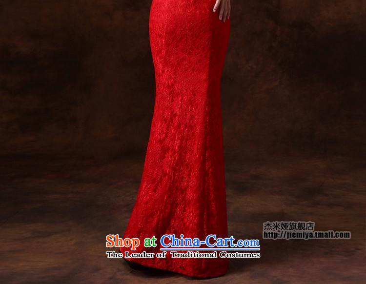 Jie mija bows Service Bridal Fashion cheongsam 2015 new red lace long sleeves, marriages bows services L picture, prices, brand platters! The elections are supplied in the national character of distribution, so action, buy now enjoy more preferential! As soon as possible.