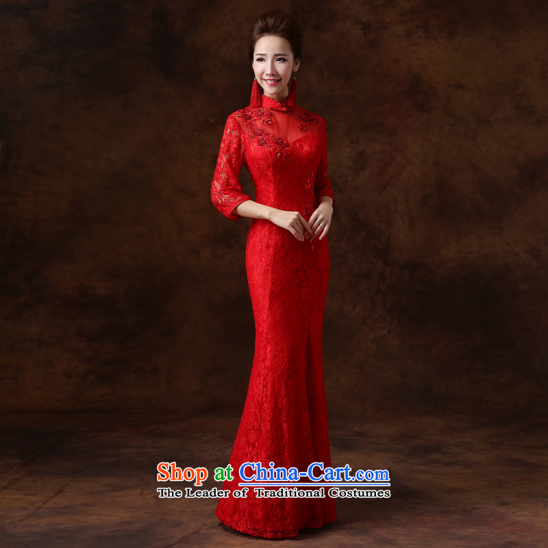 Jie mija bows Service Bridal Fashion cheongsam 2015 new red lace long sleeves, marriages bows services , L, Cheng Kejie mia , , , shopping on the Internet