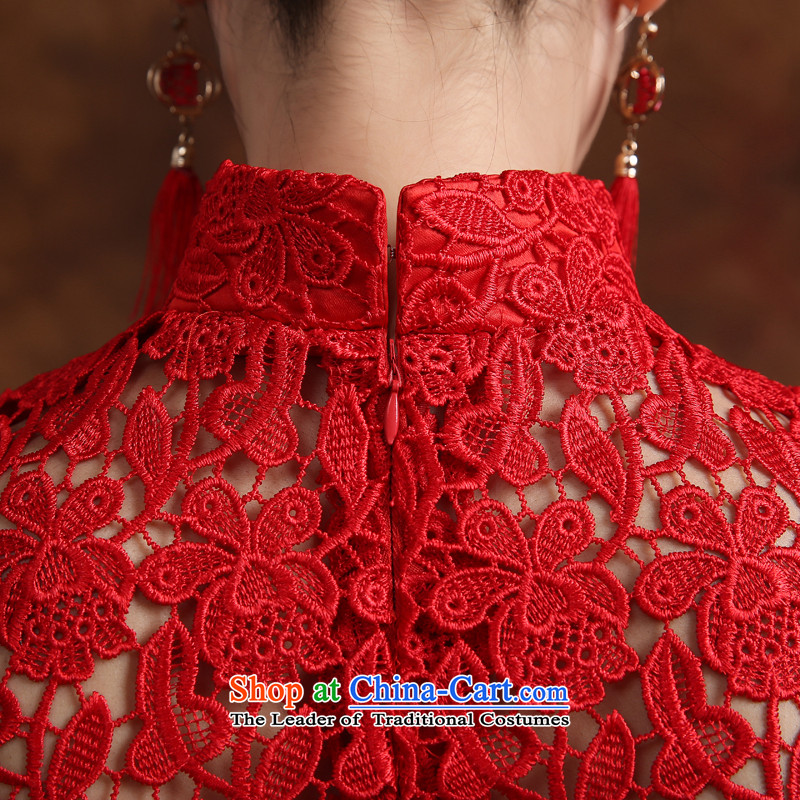Jie mija bows Service Bridal Fashion 2015 new red lace retro improved marriage long dress qipao autumn and winter XXL, Jie mia , , , shopping on the Internet