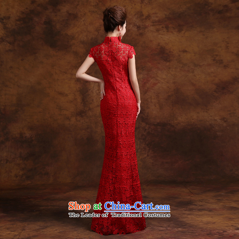 Jie mija bows Service Bridal Fashion 2015 new red lace retro improved marriage long dress qipao autumn and winter XXL, Jie mia , , , shopping on the Internet