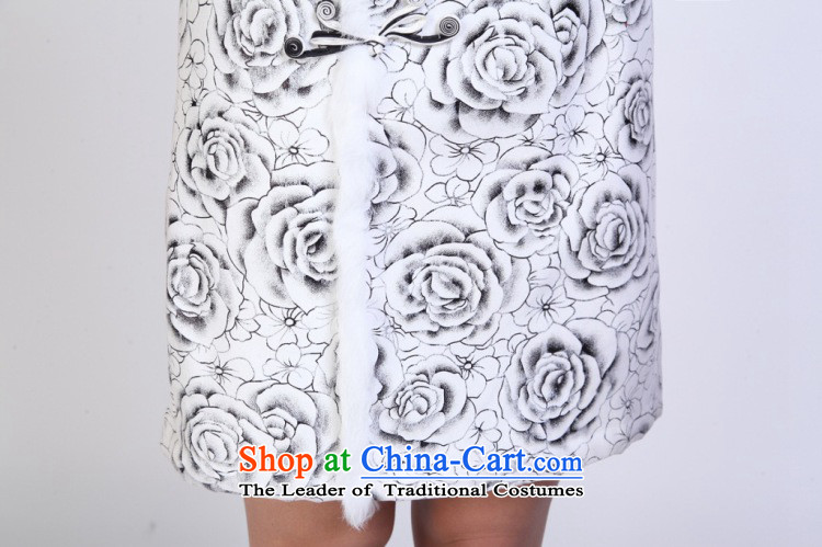 Floral autumn and winter cheongsam dress Tang Dynasty Chinese collar skin rabbit hair improved qipao thin elegant qipao gown picture color annual XL Photo, prices, brand platters! The elections are supplied in the national character of distribution, so action, buy now enjoy more preferential! As soon as possible.