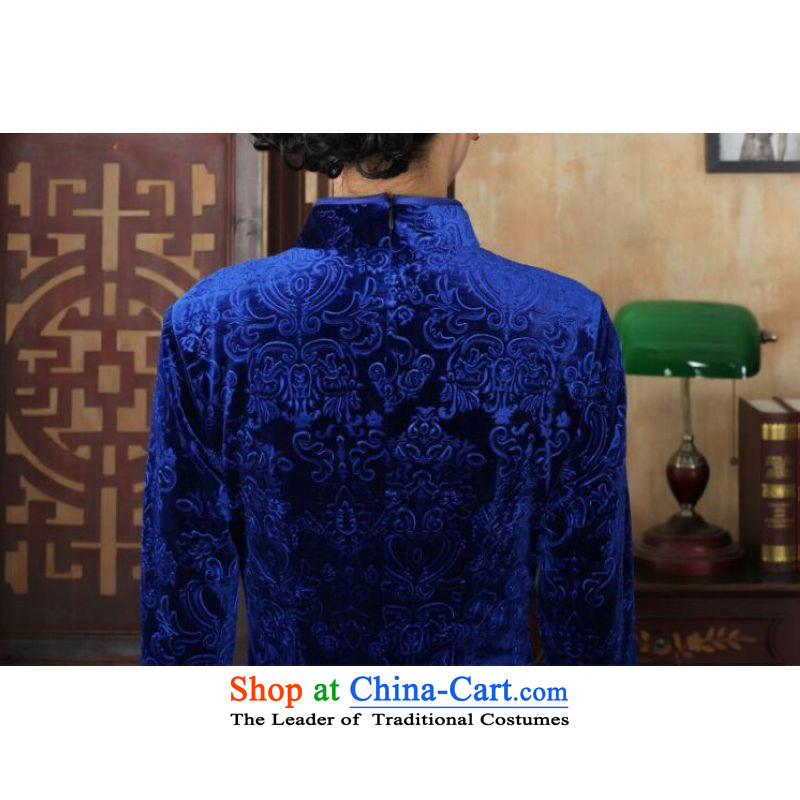 Ms Au King Mansion to new Superior Stretch Wool in Kim qipao 7 cuff autumn and winter, dresses dresses Blue M to Jing Ge , , , shopping on the Internet