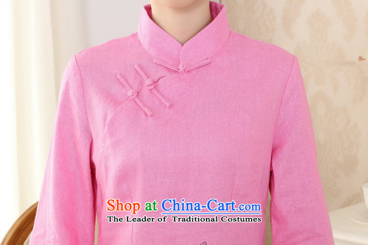 Ms. Li Jing Tong Women's clothes summer shirt collar cotton linen hand-painted Chinese Han-women in Tang Dynasty improved cuff -A blue L picture, prices, brand platters! The elections are supplied in the national character of distribution, so action, buy now enjoy more preferential! As soon as possible.