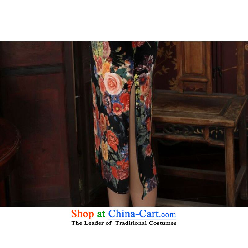 Ms Au King Mansion to new Superior elasticity Kim scouring pads, peony flowers long qipao gown of autumn and winter dresses picture color 2XL, intended Jing Ge , , , shopping on the Internet