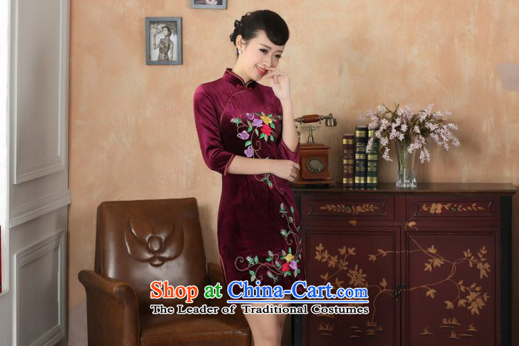 Ms Au King Mansion to new Superior Stretch Wool qipao seven gold Autumn and Winter, dresses cuff dresses -B purple M picture, prices, brand platters! The elections are supplied in the national character of distribution, so action, buy now enjoy more preferential! As soon as possible.