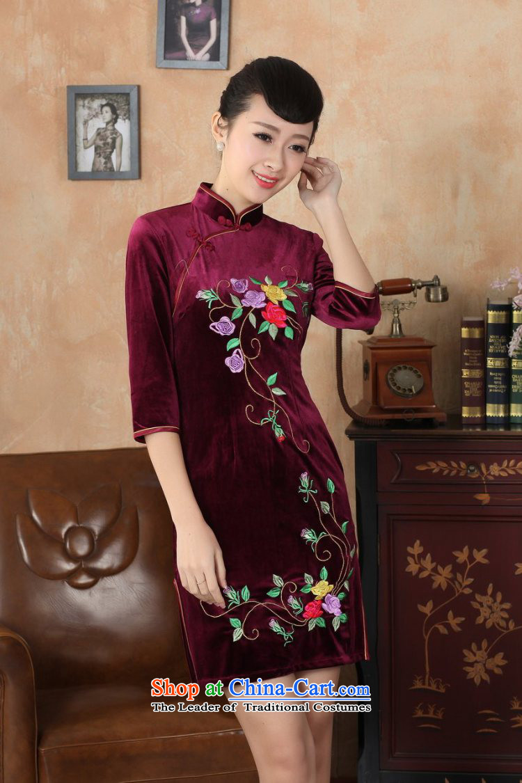 Shanghai, optimize the purchase of new, superior Stretch Wool qipao seven gold Autumn and Winter, dresses cuff dresses wine red 2XL Photo, prices, brand platters! The elections are supplied in the national character of distribution, so action, buy now enjoy more preferential! As soon as possible.