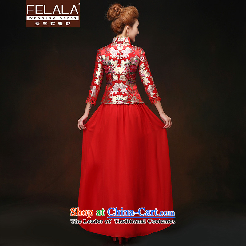 Ferrara 2015 new winter OF CHINESE CHEONGSAM long-sleeved bride bows services XL Suzhou shipment of red Ferrara wedding (FELALA) , , , shopping on the Internet