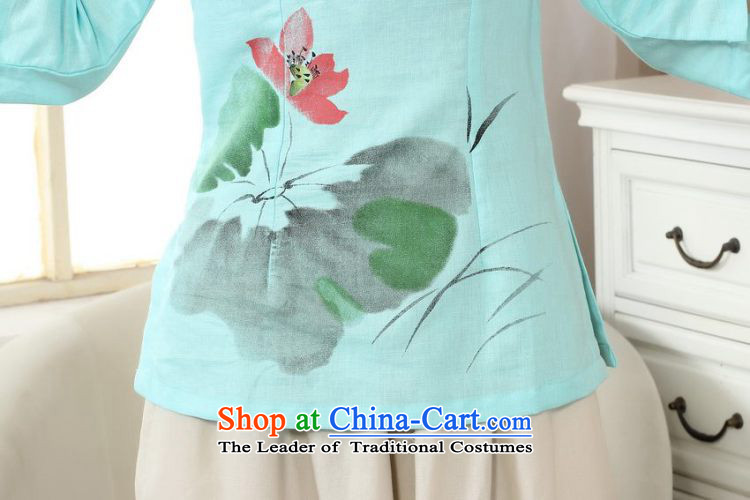 Ms. Li Jing Tong Women's clothes summer shirt collar cotton linen hand-painted Chinese Han-women in Tang Dynasty improved cuff White M picture, prices, brand platters! The elections are supplied in the national character of distribution, so action, buy now enjoy more preferential! As soon as possible.