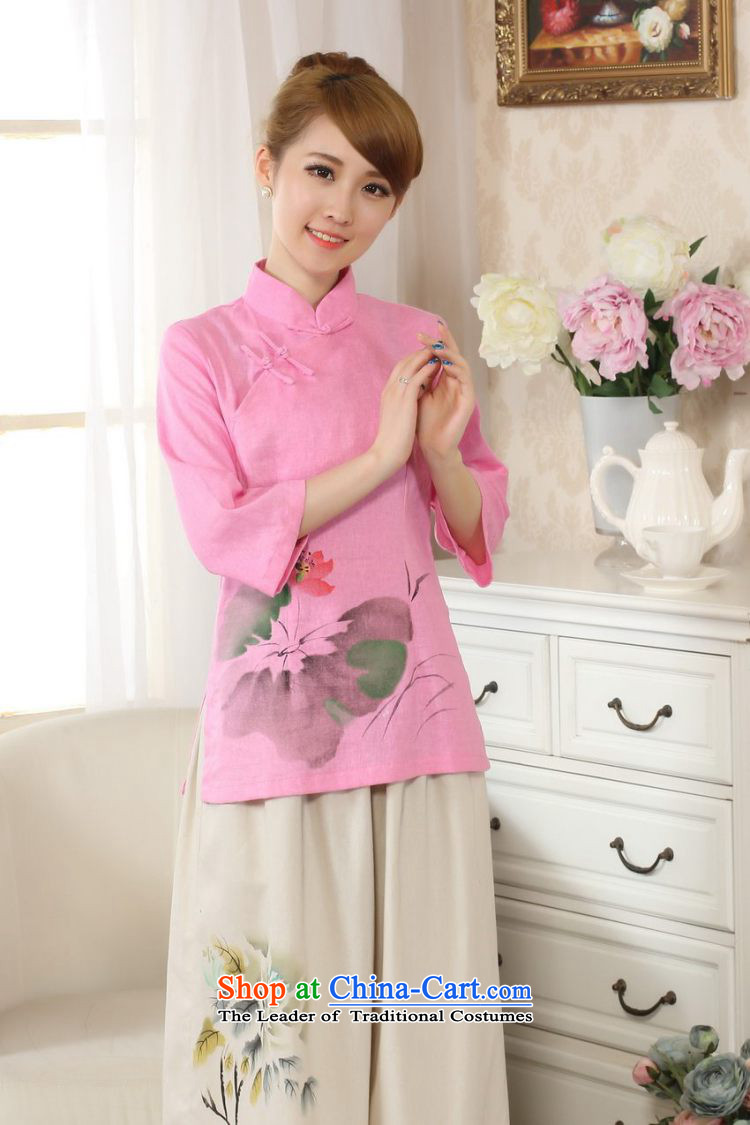 Ms. Li Jing Tong Women's clothes summer shirt collar cotton linen hand-painted Chinese Han-women in Tang Dynasty improved cuff White M picture, prices, brand platters! The elections are supplied in the national character of distribution, so action, buy now enjoy more preferential! As soon as possible.