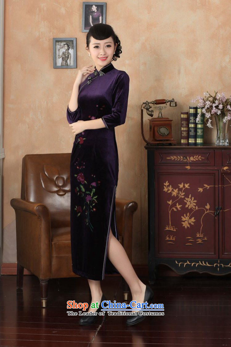 Floral autumn and winter cheongsam dress Tang Dynasty Chinese collar superior Stretch Wool qipao seven gold cuff banquet dress figure color pictures, prices, XL brand platters! The elections are supplied in the national character of distribution, so action, buy now enjoy more preferential! As soon as possible.
