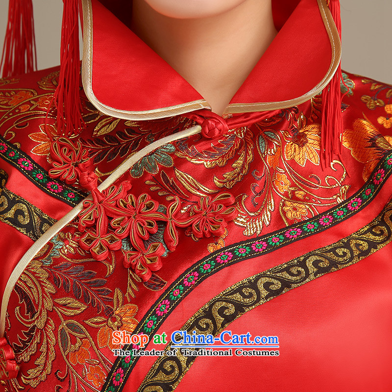 Noritsune Spring 2015) Bride Bride Dragon Chinese style wedding dresses use red marriage long long-sleeved clothing bows of nostalgia for the Big Five Bok-su Wo Service cheongsam red XL, noritsune bride shopping on the Internet has been pressed.