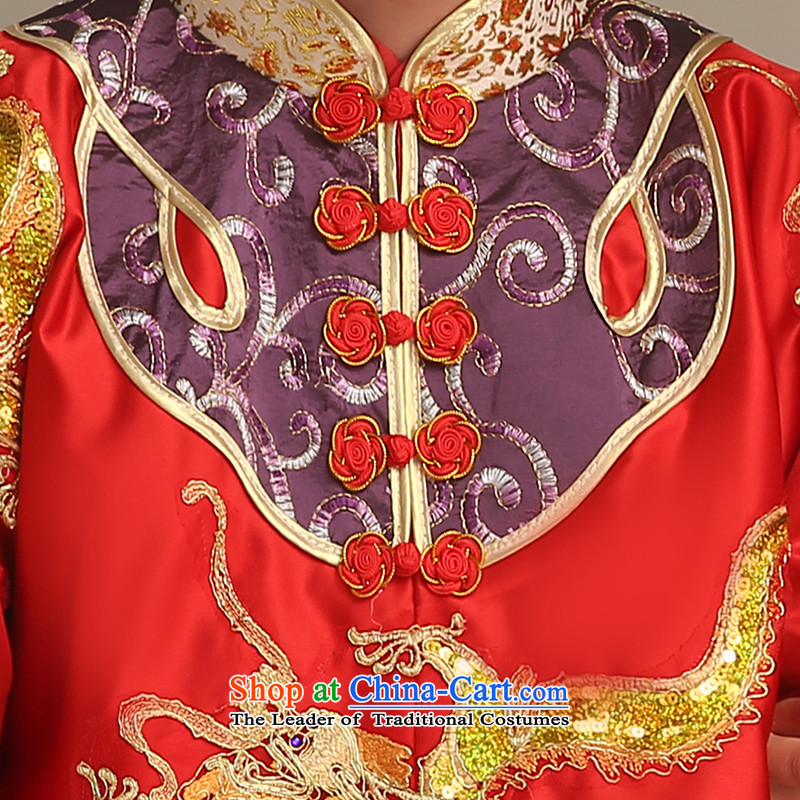 Noritsune Bride Spring 2015 men's new Chinese wedding dresses costume show groups to serve the bridegroom longfeng use red men married cheongsam dress RED M noritsune bride shopping on the Internet has been pressed.