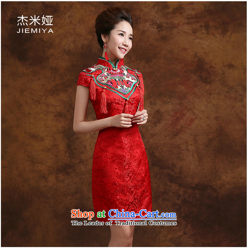 Jie mija qipao 2015 new wedding dresses bows to marry retro style red improved bride, evening dresses red XXL, Jie mia , , , shopping on the Internet