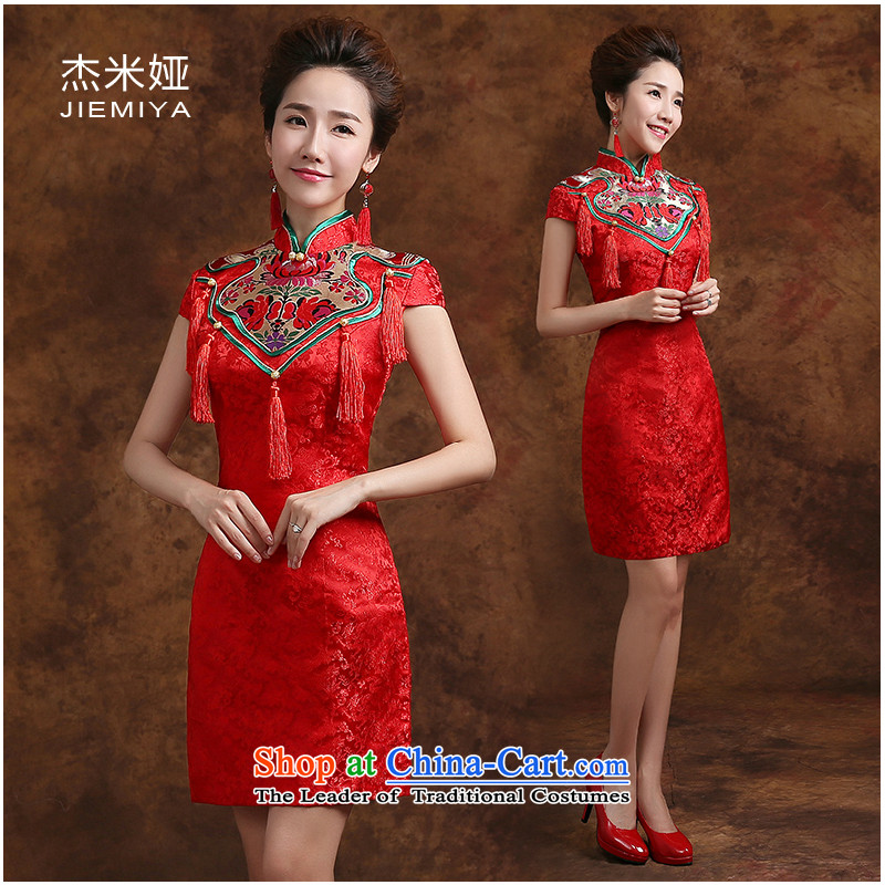 Jie mija qipao 2015 new wedding dresses bows to marry retro style red improved bride, evening dresses red XXL, Jie mia , , , shopping on the Internet