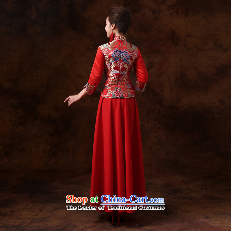 Jie mija bows services 2015 new long-sleeved qipao Sau Wo serving Chinese bride improved retro bride wedding dress red XS, Cheng Kejie mia , , , shopping on the Internet