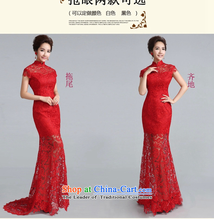 Jie mija qipao New Service Bridal Fashion 2015 bows retro red lace back crowsfoot marriage evening dresses red tail 30 cm XS picture, prices, brand platters! The elections are supplied in the national character of distribution, so action, buy now enjoy more preferential! As soon as possible.