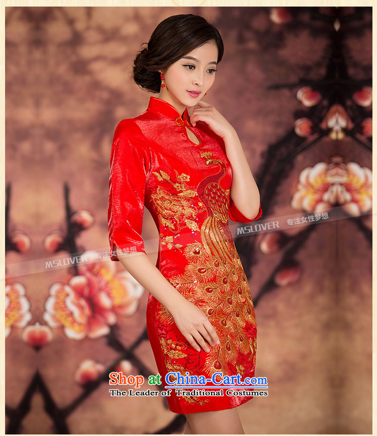  In cuff embroidered Bong-mslover short qipao bride wedding dress wedding improved short) bows services for winter QP141214 qipao RED M 2 ft 1) picture waistline, prices, brand platters! The elections are supplied in the national character of distribution, so action, buy now enjoy more preferential! As soon as possible.