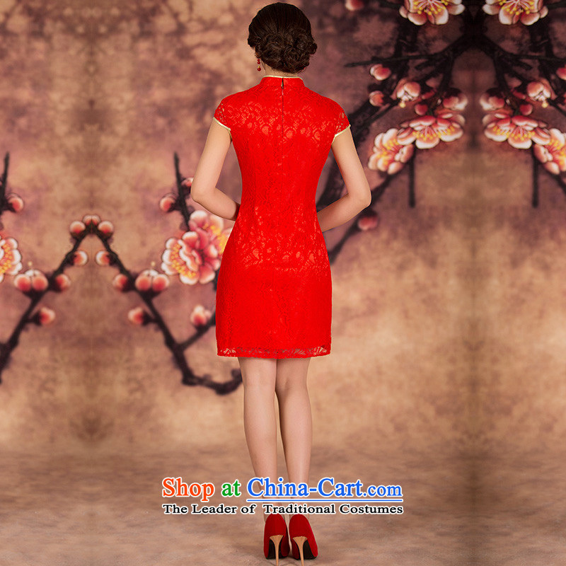 Mslover lace Mudan short qipao Chinese Short, red lace qipao bride bows services marriage wedding dress QP141215 RED M 2 feet) of the waist of Lisa (MSLOVER) , , , shopping on the Internet