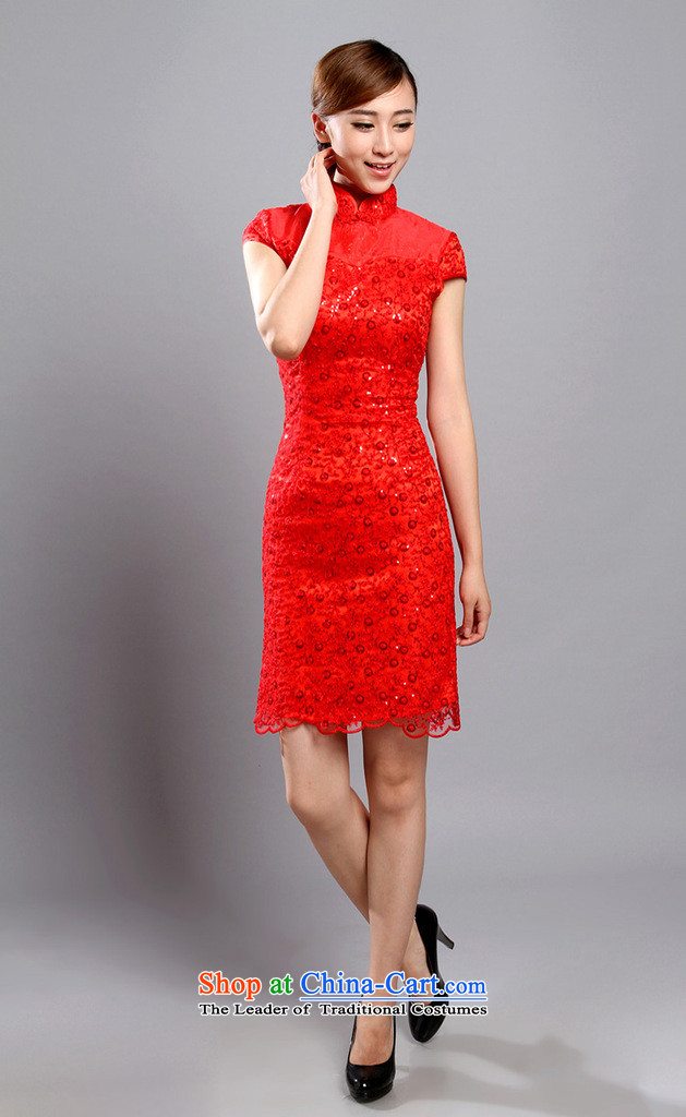 Floral cheongsam dress Summer 2015 of Chinese improved collar embroidered bead lace qipao cheongsam banquet qipao bride red XL Photo, prices, brand platters! The elections are supplied in the national character of distribution, so action, buy now enjoy more preferential! As soon as possible.