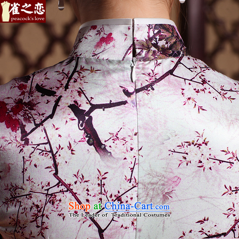 Love birds free of Namibia light spring 2015 new facade reminiscent of the seven short-sleeved stylish, Silk Cheongsam Suit M love birds , , , shopping on the Internet