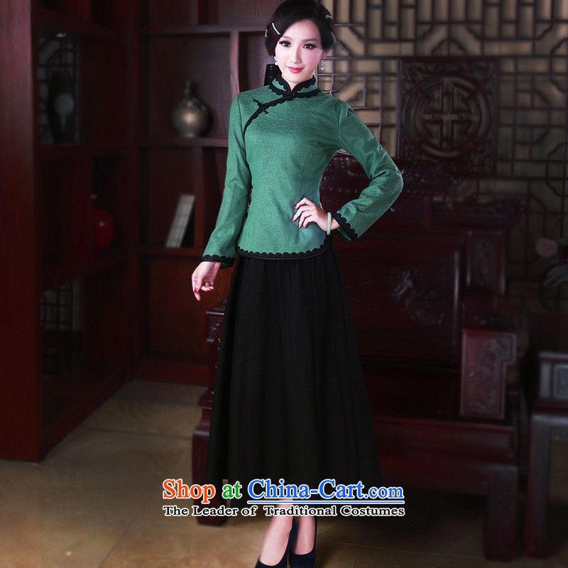 After a new wind 2015 Original Ms. Tang dynasty qipao shirt autumn and winter China wind Tang dynasty women 5062 hole after wind , , , Blue XL, online shopping