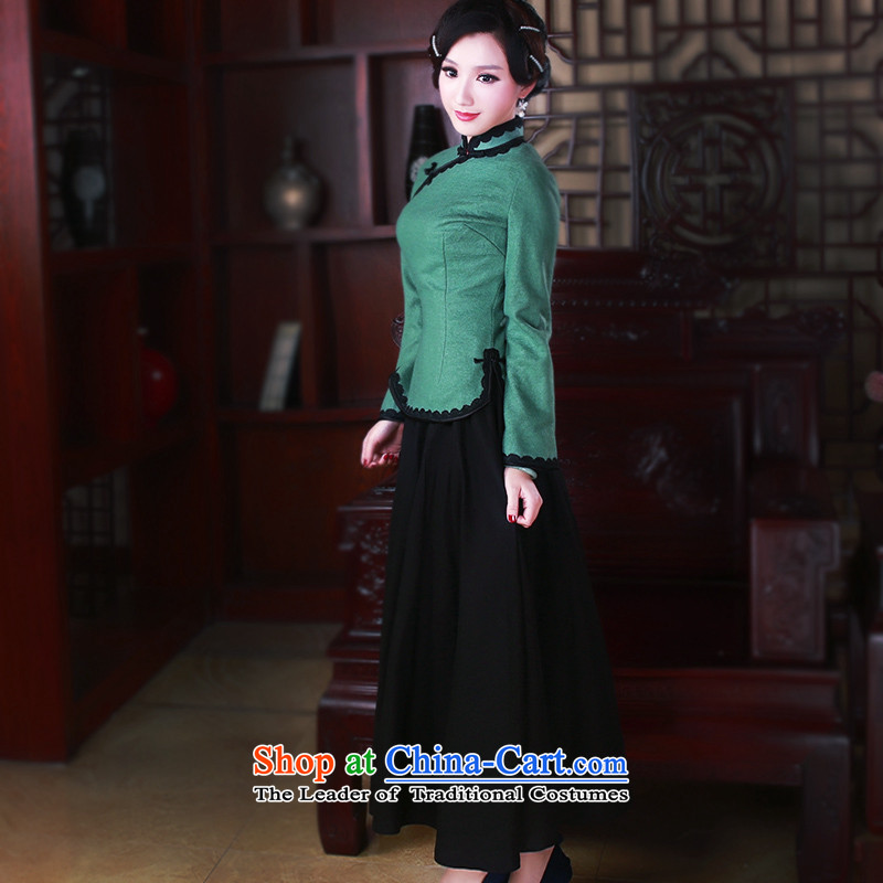 After a new wind 2015 Original Ms. Tang dynasty qipao shirt autumn and winter China wind Tang dynasty women 5062 hole after wind , , , Blue XL, online shopping