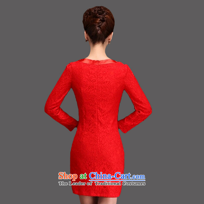 Lan-yi marriages cheongsam dress 2015 Spring bows new retro improved cheongsam dress of autumn and winter red wedding dress , polite L code waist 2.1 foot, Yi (LANYI) , , , shopping on the Internet