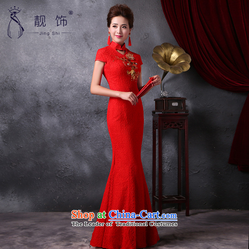 The new 2015 International Friendship cheongsam long improved crowsfoot qipao marriages bows services red qipao  M talks Sau San trim (JINGSHI) , , , shopping on the Internet