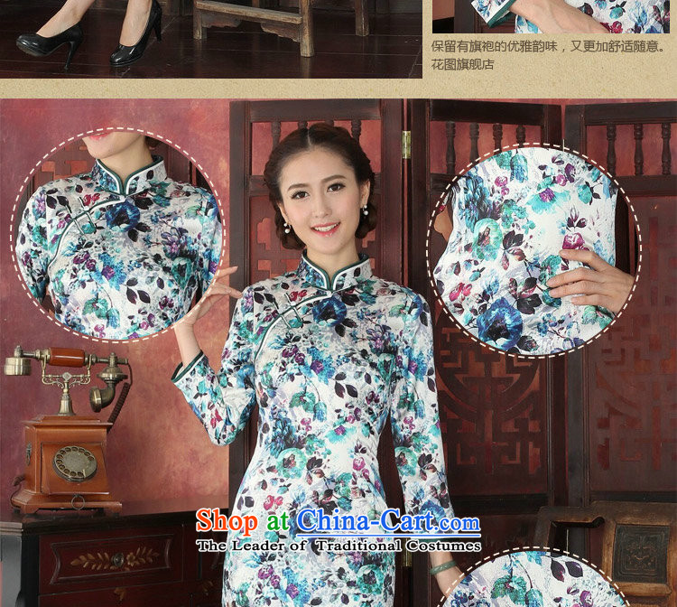 Floral qipao female Tang Dynasty Chinese herbs extract collar long-sleeved qipao retro annual cheongsam silk dresses video thin 1032# XL Photo, prices, brand platters! The elections are supplied in the national character of distribution, so action, buy now enjoy more preferential! As soon as possible.