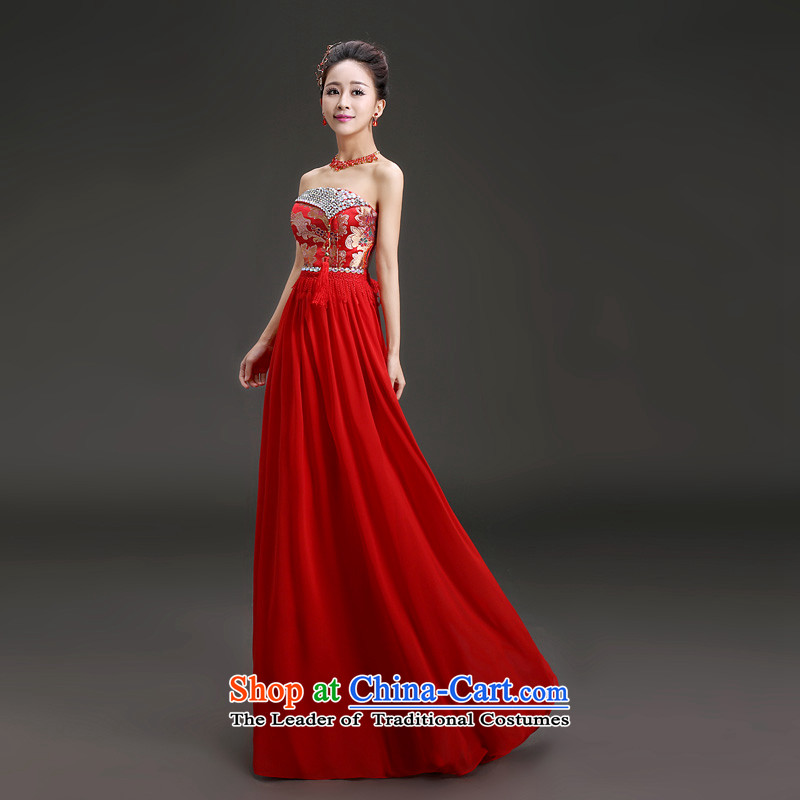 In the spring of 2015, Friends New marriages anointed qipao gown Chinese single breast-diamond jewelry dress bridal dresses bows openings M code 2 feet of the waist-yi (LANYI) , , , shopping on the Internet